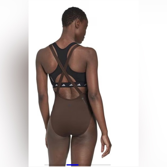 Adidas Women's Train icons 3-Stripes brown Leotard size large new - Picture 6 of 6